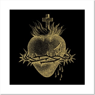 Sacred Heart of Jesus (Gold) Posters and Art